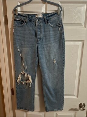 Abercrombie & Fitch the Dad High Rise denim jeans distressed straight leg 29